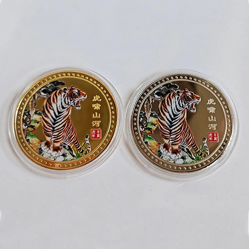 

Оригинальная памятная монета 2022 года на новый год Тигра, коллекция из Биметаллического Сплава, монеты со знаками Зодиака, украшения для год...