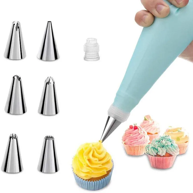 8PCS/bag Silicone Icing Piping Cream Pastry Bag + 6 Stainless Steel Cake Nozzle DIY Cake Decorating Tips Fondant Pastry Tools
8PCS/bag Silicone Icing Piping Cream Pastry Bag + 6 Stainless Steel Cake Nozzle DIY Cake Decorating Tips Fondant Pastry Tools