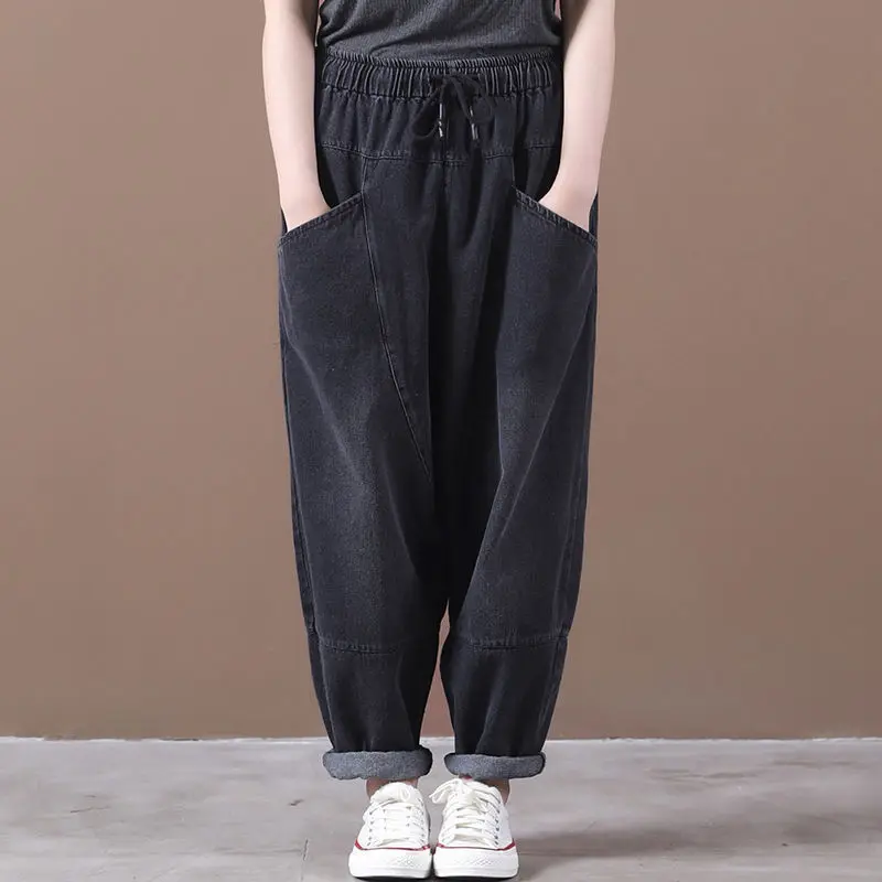 Women Spring Summer Harem Jeans Fashion Vintage Elastic Waist Ankle Length Pant Female Loose Washed Denim Pants Trousers
Women Spring Summer Harem Jeans Fashion Vintage Elastic Waist Ankle Length Pant Female Loose Washed Denim Pants Trousers