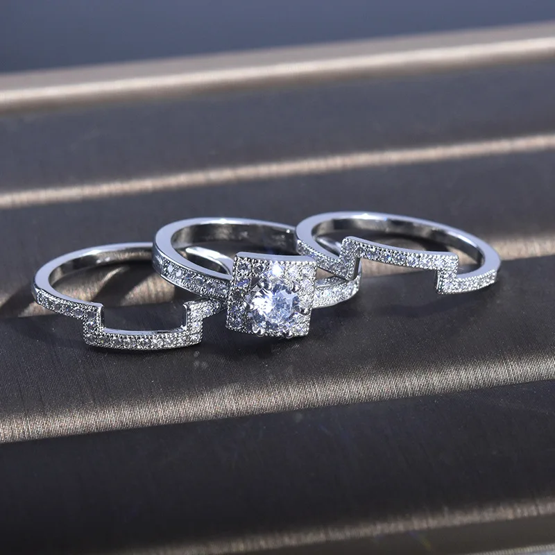 Three Pieces Wedding Set 18K White Gold Ring for Women Square Anillos De Bizuteria with Diamond Gemstone 18 K Gold Jewelry Rings
Three Pieces Wedding Set 18K White Gold Ring for Women Square Anillos De Bizuteria with Diamond Gemstone 18 K Gold Jewelry Rings