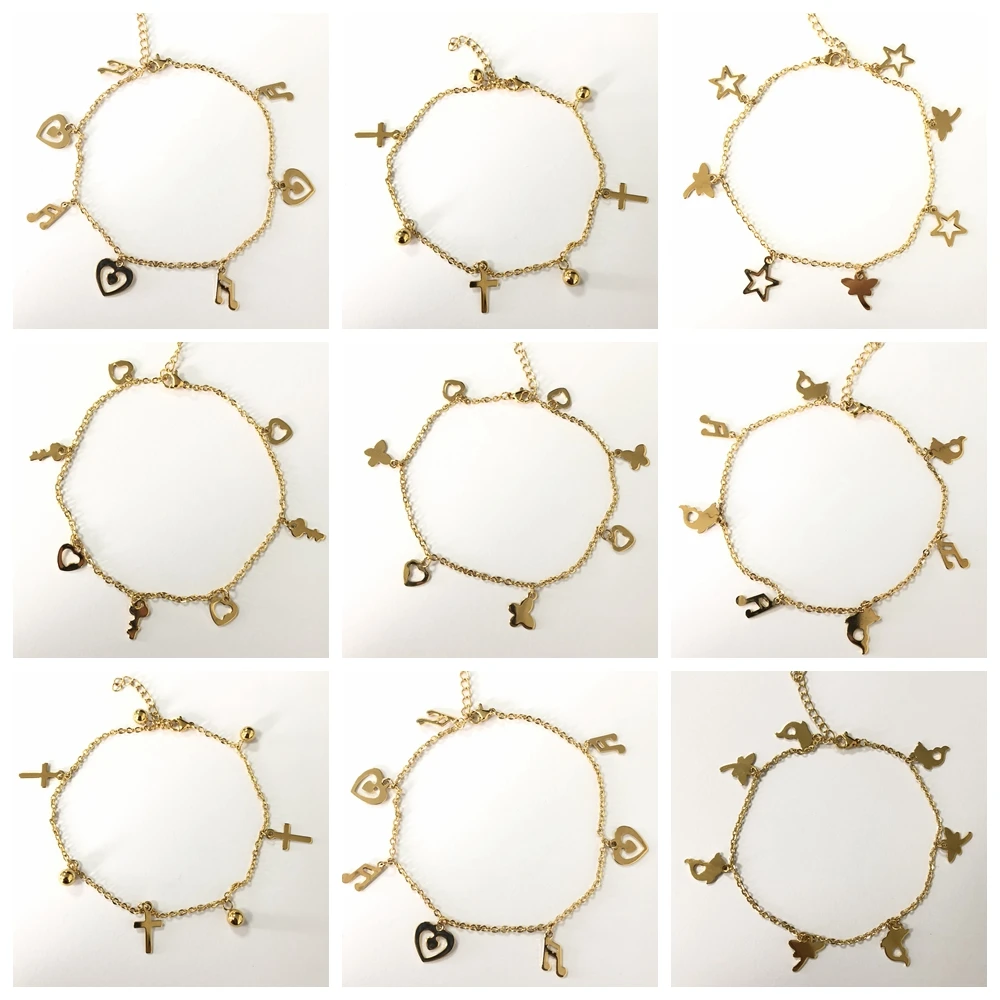 9Pcs/lot Random Heart Animal Dolphin Cross Chain Gold Color Stainless Steel Anklet Bracelets For Women Summer Beach-Barefoot
9Pcs/lot Random Heart Animal Dolphin Cross Chain Gold Color Stainless Steel Anklet Bracelets For Women Summer Beach-Barefoot