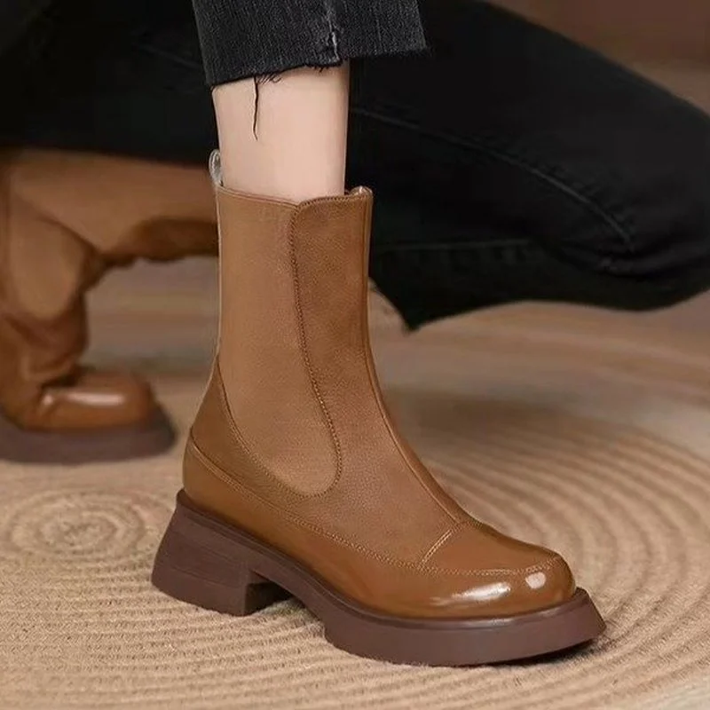 Boots Woman Winter Autumn 2021shoes Chelsea Medium Heel Calf Platform Ankle Boots Black Pipe Designer Short Female Chunky Heels
Boots Woman Winter Autumn 2021shoes Chelsea Medium Heel Calf Platform Ankle Boots Black Pipe Designer Short Female Chunky Heels