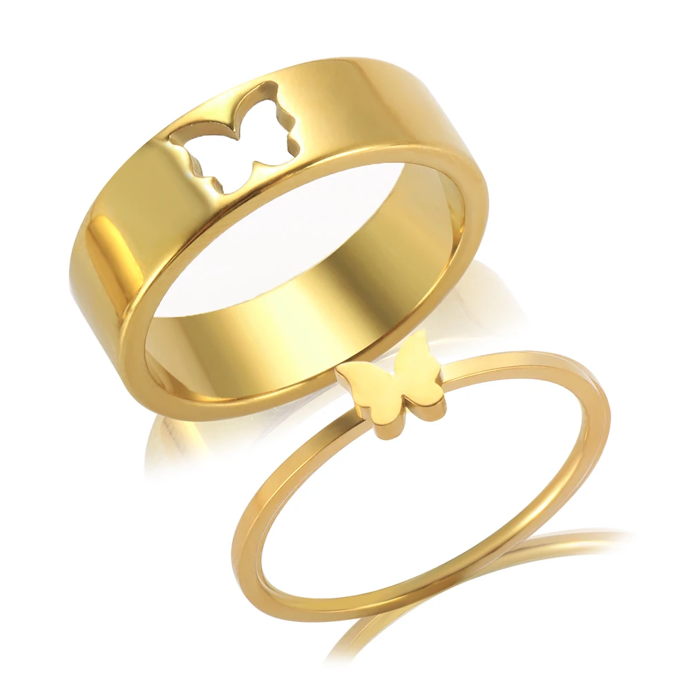 Trendy Simple Style Gold Silver Color Butterfly Ring For Women Men Couple Lover Engagement Wedding Ring Set
Trendy Simple Style Gold Silver Color Butterfly Ring For Women Men Couple Lover Engagement Wedding Ring Set