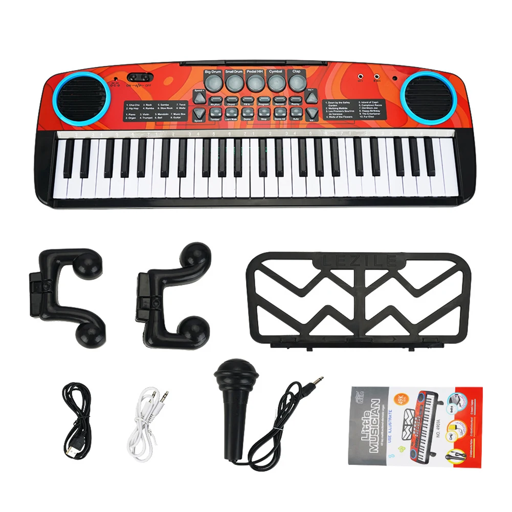 

Электронный орган с микрофоном, Детская клавиатура для пианино, Обучающие подарки, ритм, музыкальная игрушка, 49 клавиш, развивающая