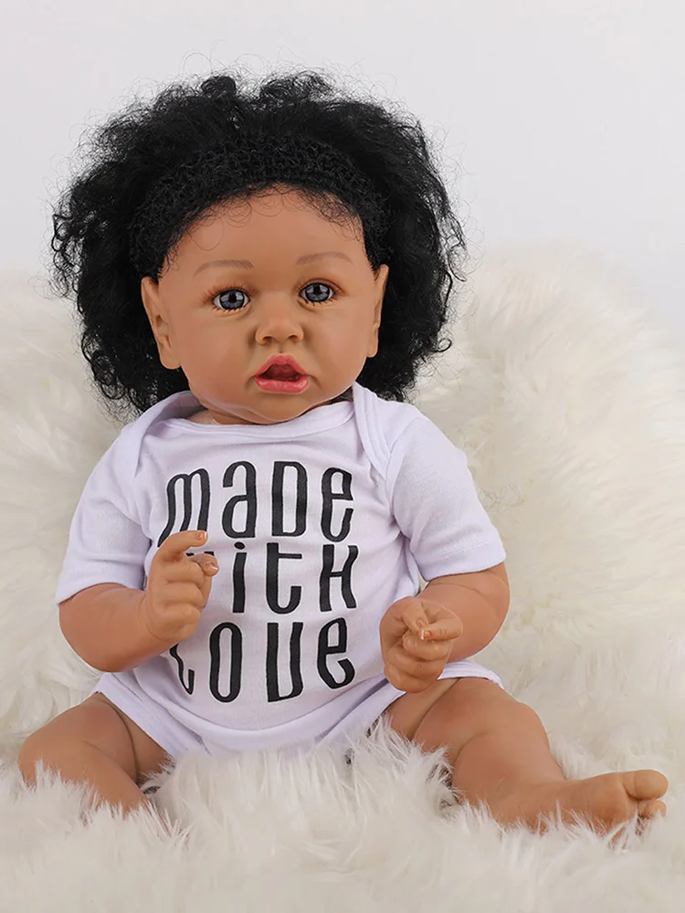 58cm Simulation Realistic Silicone Reborn Saskia Reborn Black Hair Washable African Girl Newborn Doll Gift For Baby Polite
58cm Simulation Realistic Silicone Reborn Saskia Reborn Black Hair Washable African Girl Newborn Doll Gift For Baby Polite
