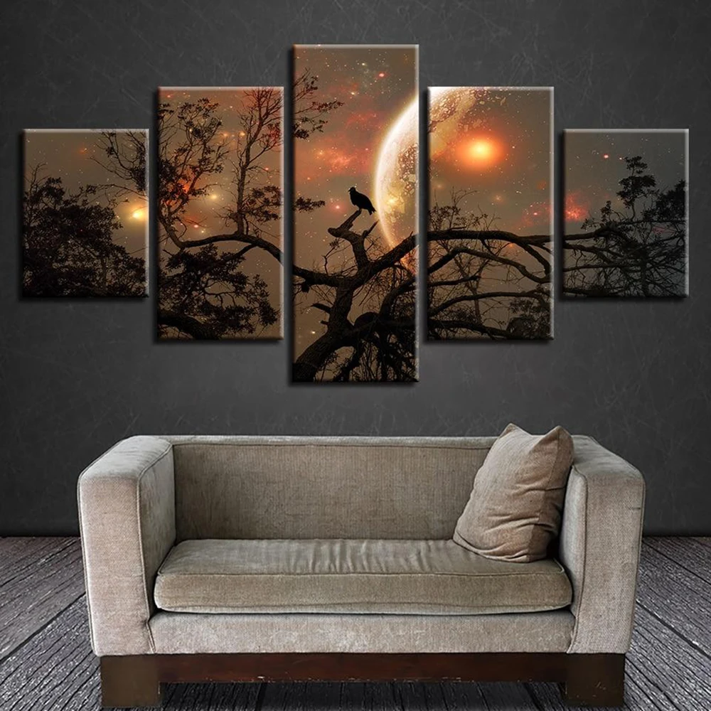 5 Pieces Wall Art Canvas Painting Trees Bird Moon Night Landscape Poster Modern Home Decoration Modular Living Room Pictures
5 Pieces Wall Art Canvas Painting Trees Bird Moon Night Landscape Poster Modern Home Decoration Modular Living Room Pictures