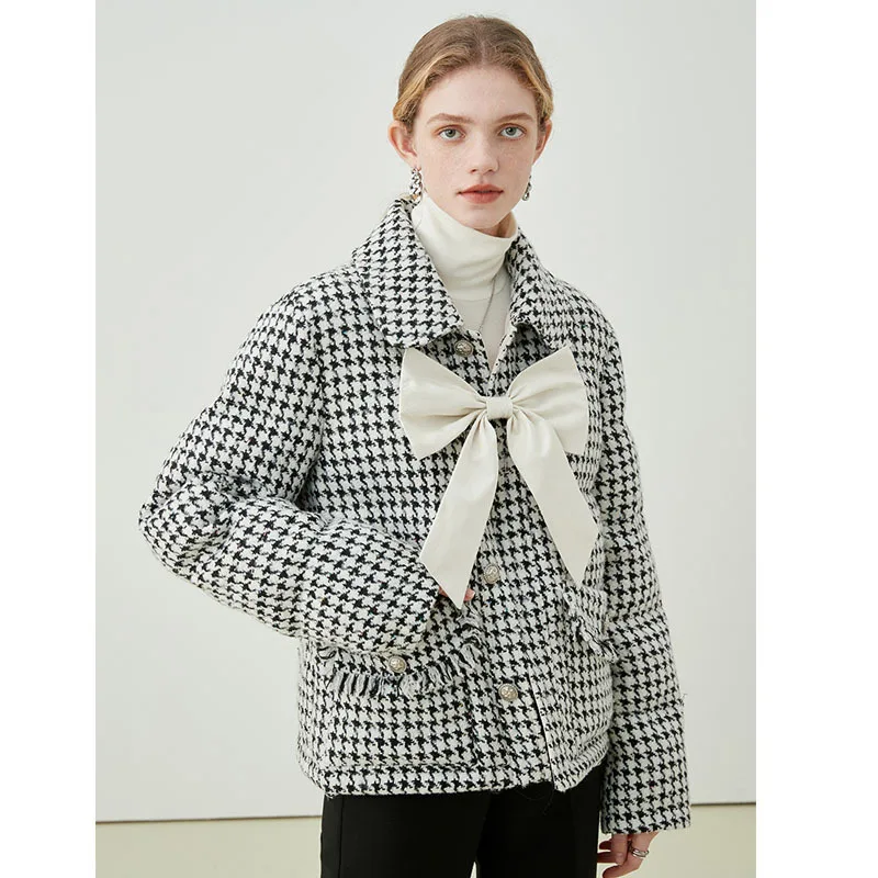 New Small Fragrant Tweed Cotton Clothes Women's Foreign Style Bow Thousand Bird Lattice Cotton Clothes Autumn and Winter Fashion
New Small Fragrant Tweed Cotton Clothes Women's Foreign Style Bow Thousand Bird Lattice Cotton Clothes Autumn and Winter Fashion