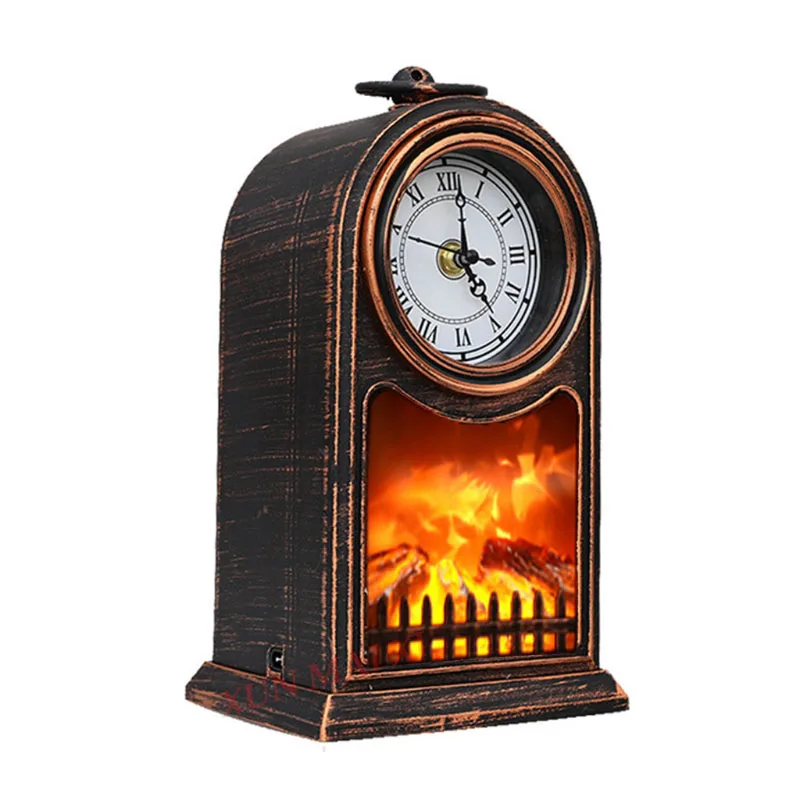 European Table Clock Retro Home Decoration Living Room Fireplace Flame Lamp Desk Clock Quartz Desktop Clocks Home Bar Cafe Watch 
European Table Clock Retro Home Decoration Living Room Fireplace Flame Lamp Desk Clock Quartz Desktop Clocks Home Bar Cafe Watch