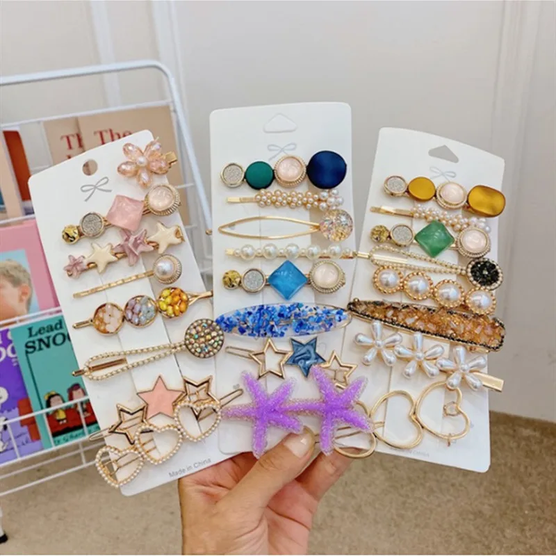 Fashion hair accessories women's pearl hairpin side clips metal word clip set starfish hairpins cute all-match girl headwear
Fashion hair accessories women's pearl hairpin side clips metal word clip set starfish hairpins cute all-match girl headwear