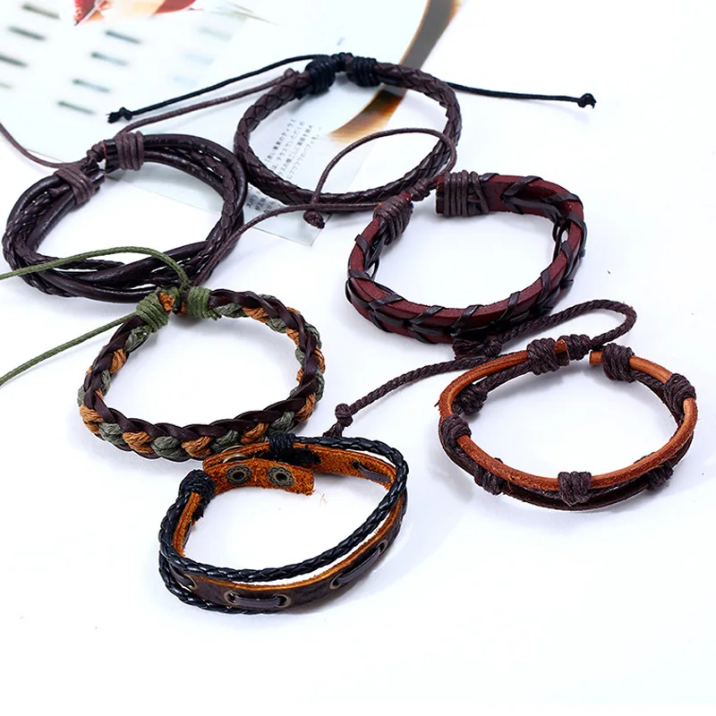 AJC Fashion braided cowhide bracelet DIY six piece set combination multilayer leather men's jewelry bracelet
AJC Fashion braided cowhide bracelet DIY six piece set combination multilayer leather men's jewelry bracelet