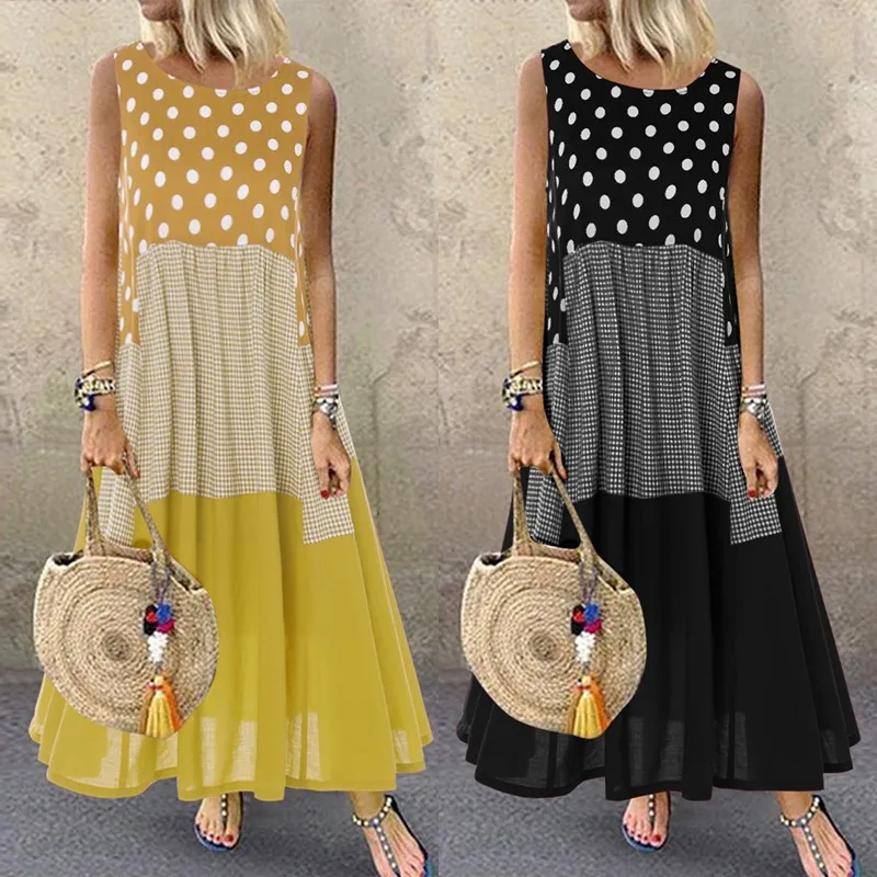 Bohemian Printed Maxi Dress Women's Ruffle Sundress 2021 ZANZEA Casual Sleeveless Polka Dot Tank Vestidos Female Patchwork Robe
Bohemian Printed Maxi Dress Women's Ruffle Sundress 2021 ZANZEA Casual Sleeveless Polka Dot Tank Vestidos Female Patchwork Robe