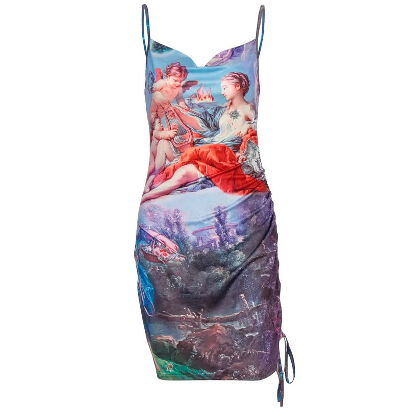 Vintage Spaghetti Strap Angel Graphic Mini Dresses E-girl Printing Backless Ruched Lace Up Bodycon Dress Chic Summer Y2K Vestido
Vintage Spaghetti Strap Angel Graphic Mini Dresses E-girl Printing Backless Ruched Lace Up Bodycon Dress Chic Summer Y2K Vestido