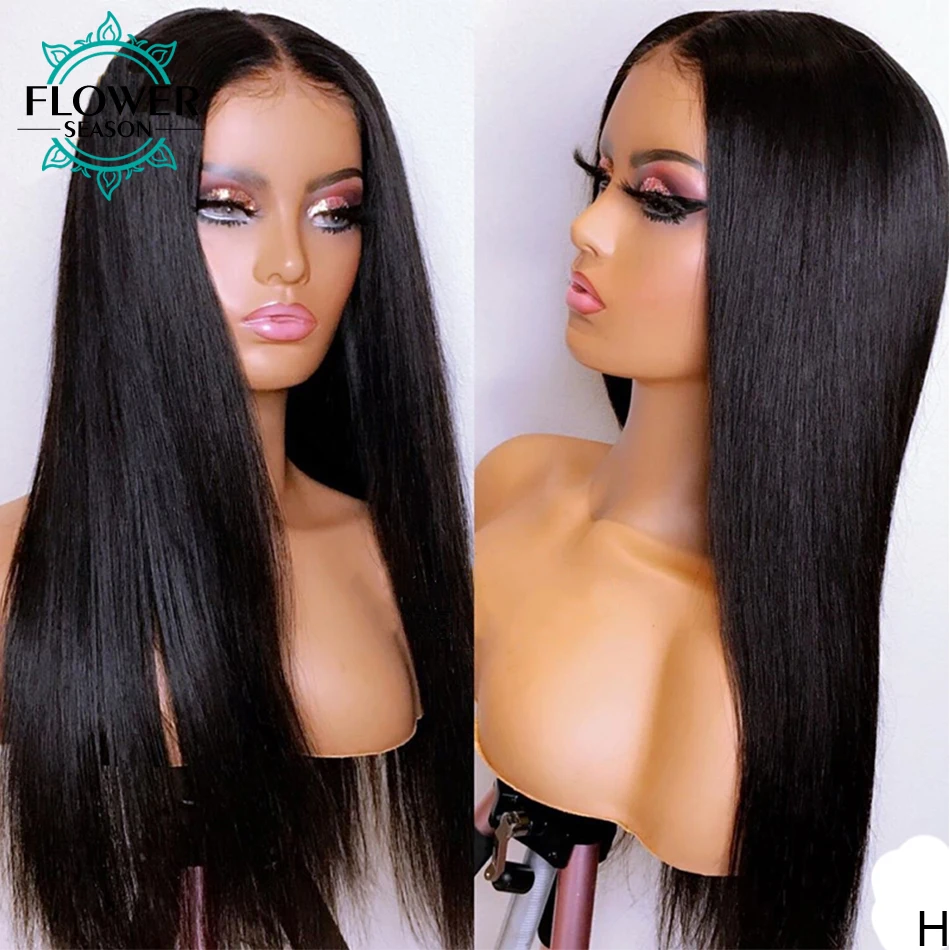 

Glueless 13x6 Lace Front Wig 150Density Silky Straight Human Hair Wigs HD Transparent lace Indian Remy With Baby Hair PrePlucked
