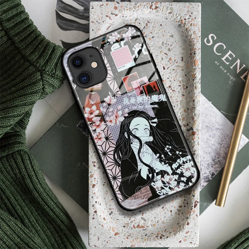 Nezuko demon slayer аниме закаленное стекло Мягкий силиконовый чехол для телефона iPhone SE 6s