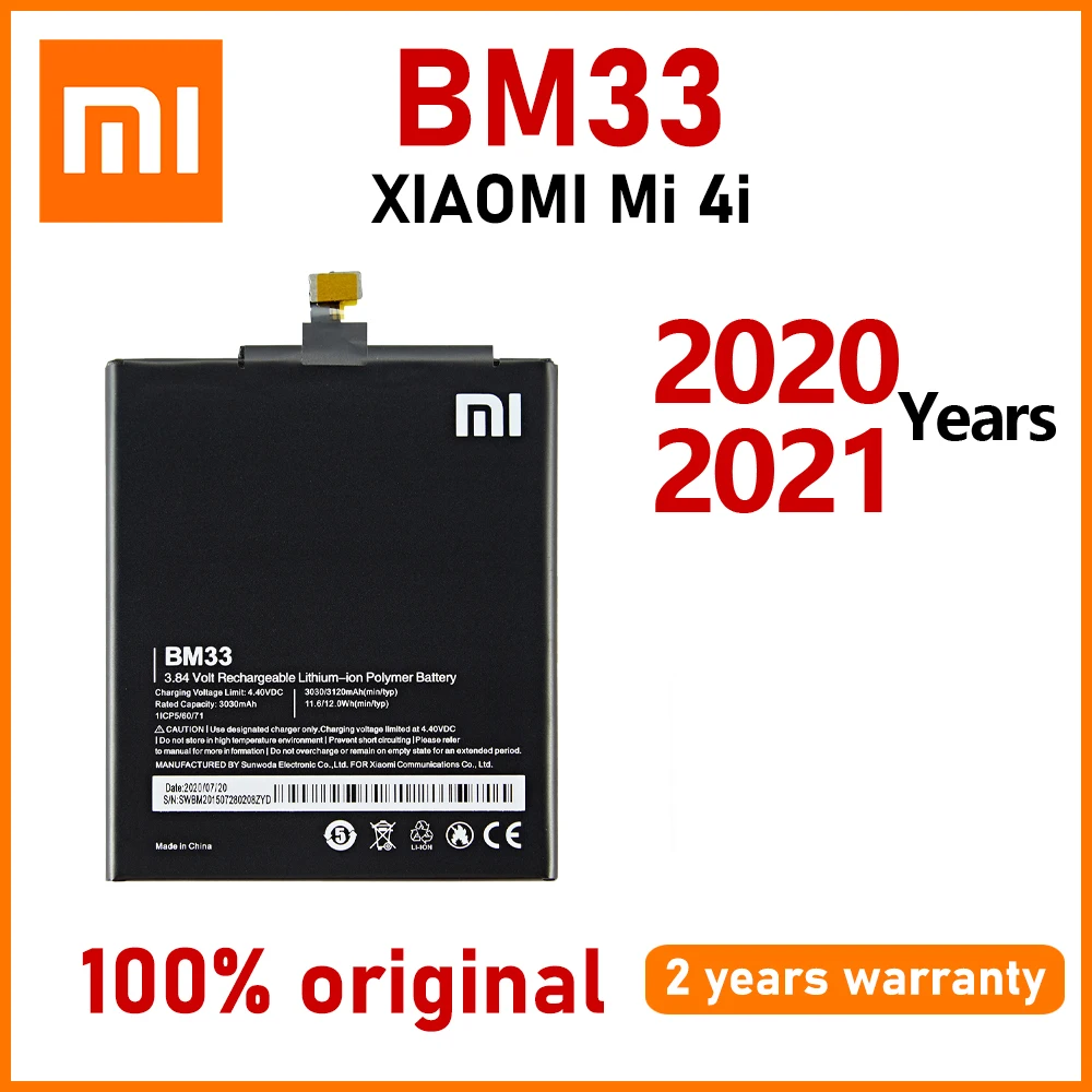 Xiao Mi New 100% Original 3120mAh BM33 Phone Battery For XIaomi Mi 4i MI4I In Stock Batteries Bateria
Xiao Mi New 100% Original 3120mAh BM33 Phone Battery For XIaomi Mi 4i MI4I In Stock Batteries Bateria