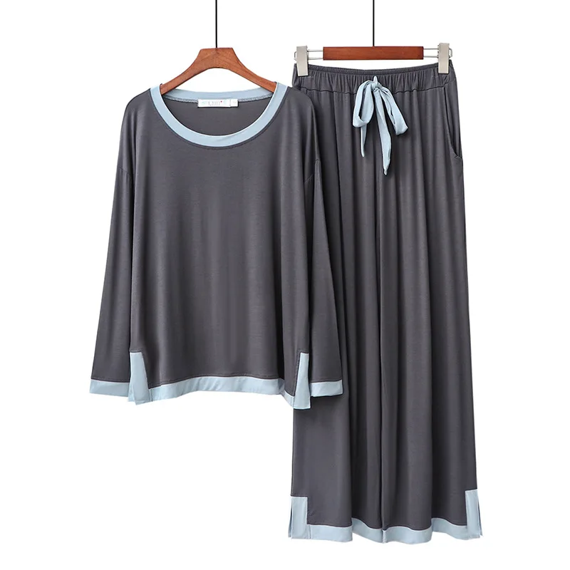 New Modal Round Neck Long Sleeve Women Pajamas Contrast Wide Leg Pants Pijamas Spring Casual Two Piece Home Wear Loose Sleepwear
New Modal Round Neck Long Sleeve Women Pajamas Contrast Wide Leg Pants Pijamas Spring Casual Two Piece Home Wear Loose Sleepwear