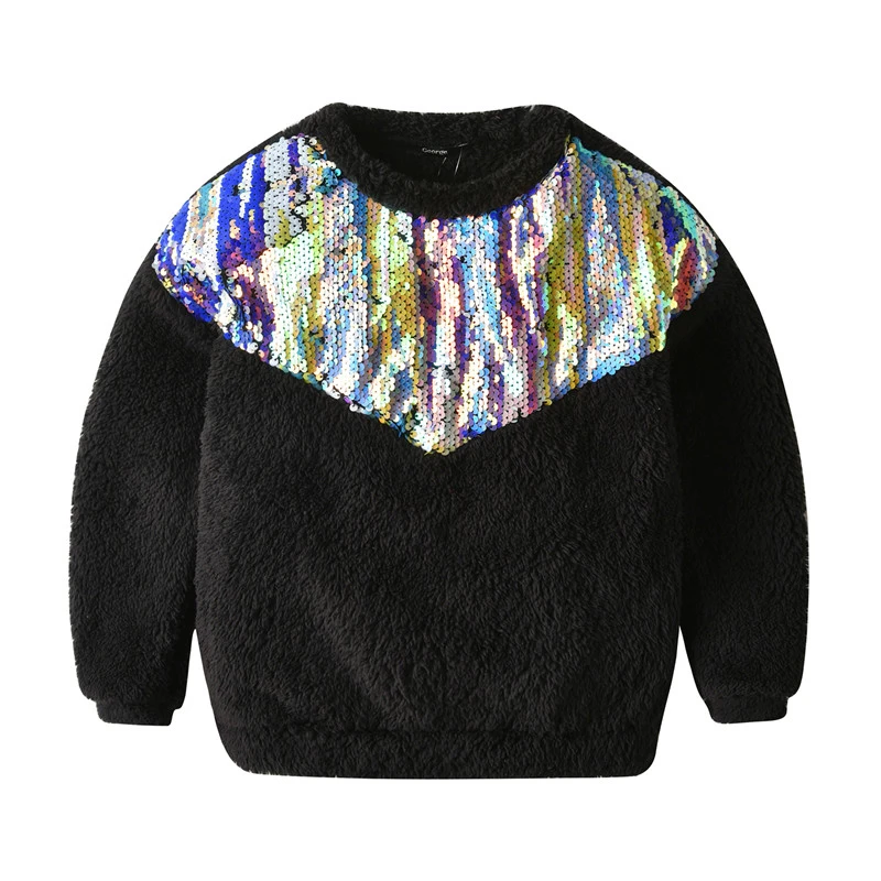 Girls Autumn Winter Sweatshirts 10 11 Years Fashion Children's Sequins Tops Black Tops Long Sleeve Teenager Fleece Warm Outfits 
Girls Autumn Winter Sweatshirts 10 11 Years Fashion Children's Sequins Tops Black Tops Long Sleeve Teenager Fleece Warm Outfits