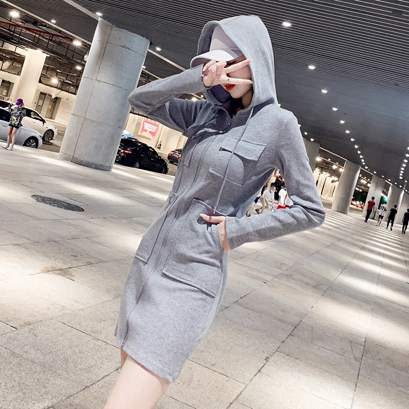 Women Autumn Summer Hooded Dresses Long Sleeve Casual Loose Mini Dress Front Zipper Elegant Slim Vintage Vestido Jumsuit
Women Autumn Summer Hooded Dresses Long Sleeve Casual Loose Mini Dress Front Zipper Elegant Slim Vintage Vestido Jumsuit