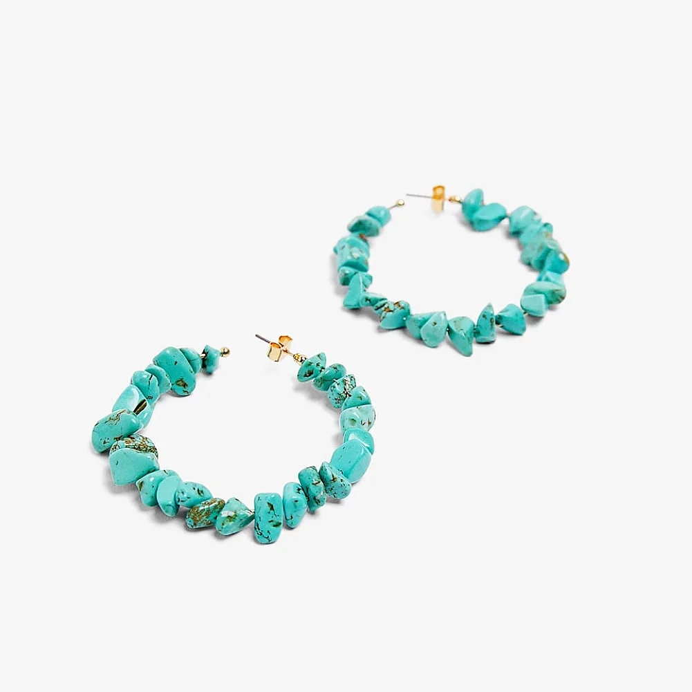Fashion Bohemia Vintage Round Drop Earrings for Women Boho Jewelry Gold Ear Rings Turquoises Stone Irregular Natural Blue
Fashion Bohemia Vintage Round Drop Earrings for Women Boho Jewelry Gold Ear Rings Turquoises Stone Irregular Natural Blue