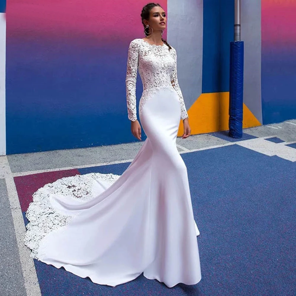 Sexy Mermaid Wedding Dresses 2021 Long Sleeve With Appliques Fitted Backless Custom Made Floor Length Bridal Gowns
Sexy Mermaid Wedding Dresses 2021 Long Sleeve With Appliques Fitted Backless Custom Made Floor Length Bridal Gowns