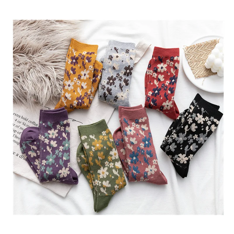 Flower Socks Women Korean Tube Socks Japanese Milk Velvet Soft Small Flowers Retro Forest Double Needle Retro Pile Socks Purple 
Flower Socks Women Korean Tube Socks Japanese Milk Velvet Soft Small Flowers Retro Forest Double Needle Retro Pile Socks Purple