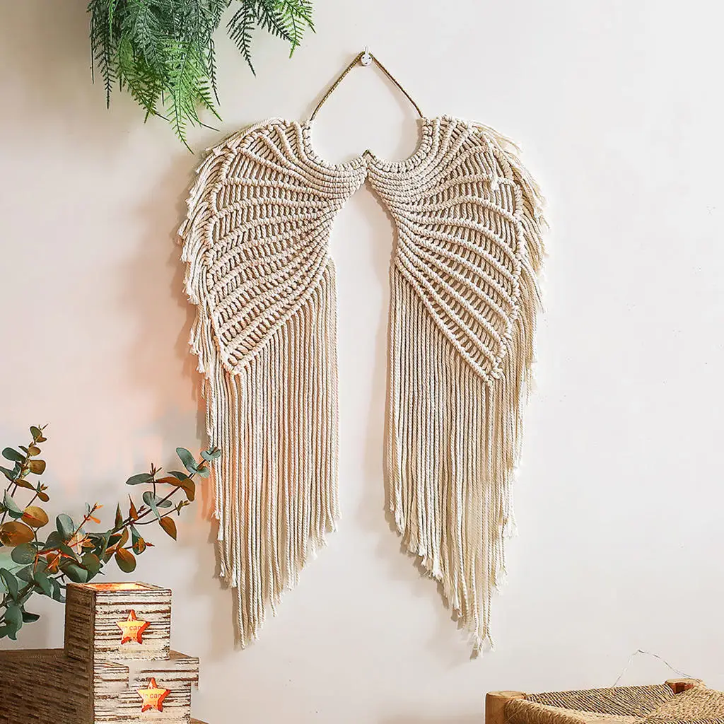 Woven Dream Catcher Angels Wing Wall Hanging Beige Macrame Modern Boho Tapestry for Apartment Room Decor
Woven Dream Catcher Angels Wing Wall Hanging Beige Macrame Modern Boho Tapestry for Apartment Room Decor