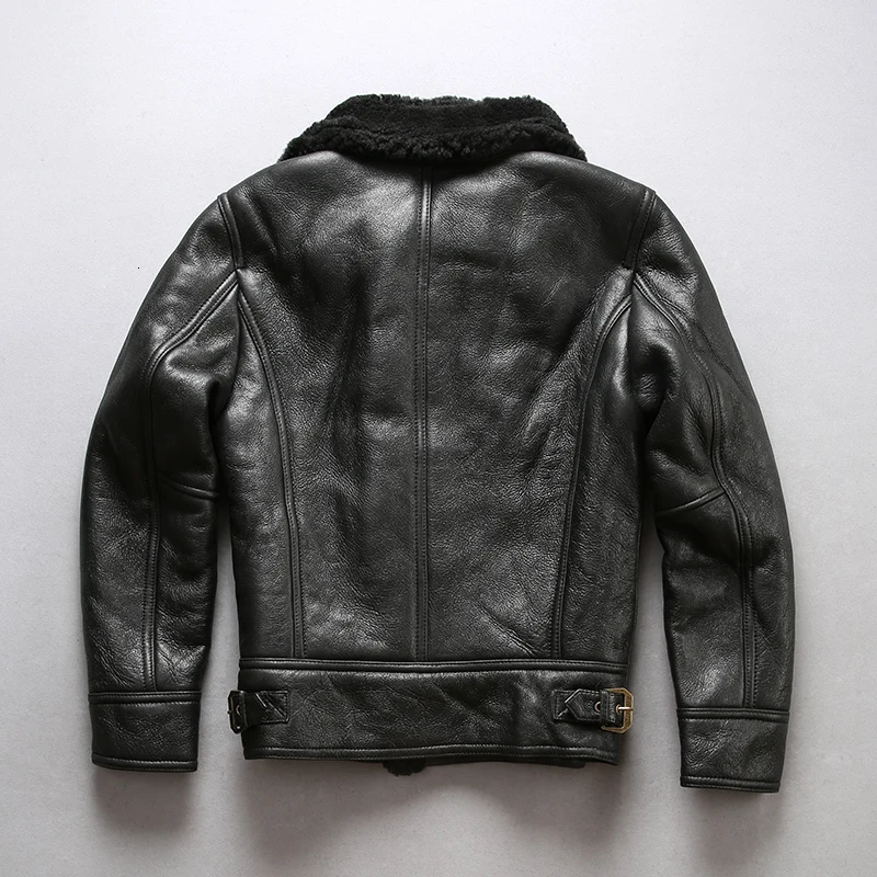 2020 New Shearling Flight Jacket Men Casual Cold Winter Pilot Jackets Wool Liner Sheepskin Bomber Coat Russia Coats | Мужская одежда