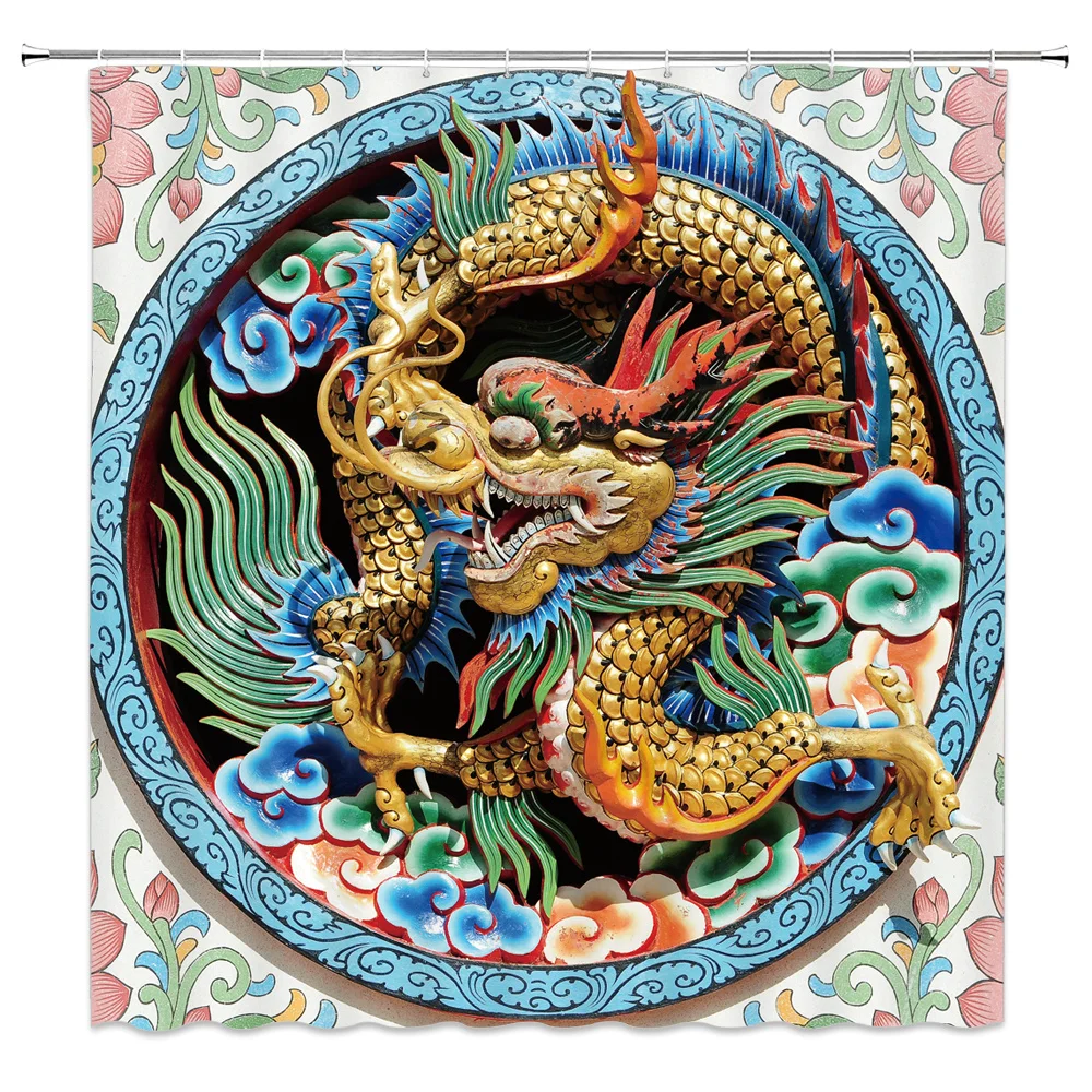 Chinese style Printed Dragon peacock 3d bath curtains waterproof polyester fabric washable bathroom shower curtain with hooks 
Chinese style Printed Dragon peacock 3d bath curtains waterproof polyester fabric washable bathroom shower curtain with hooks