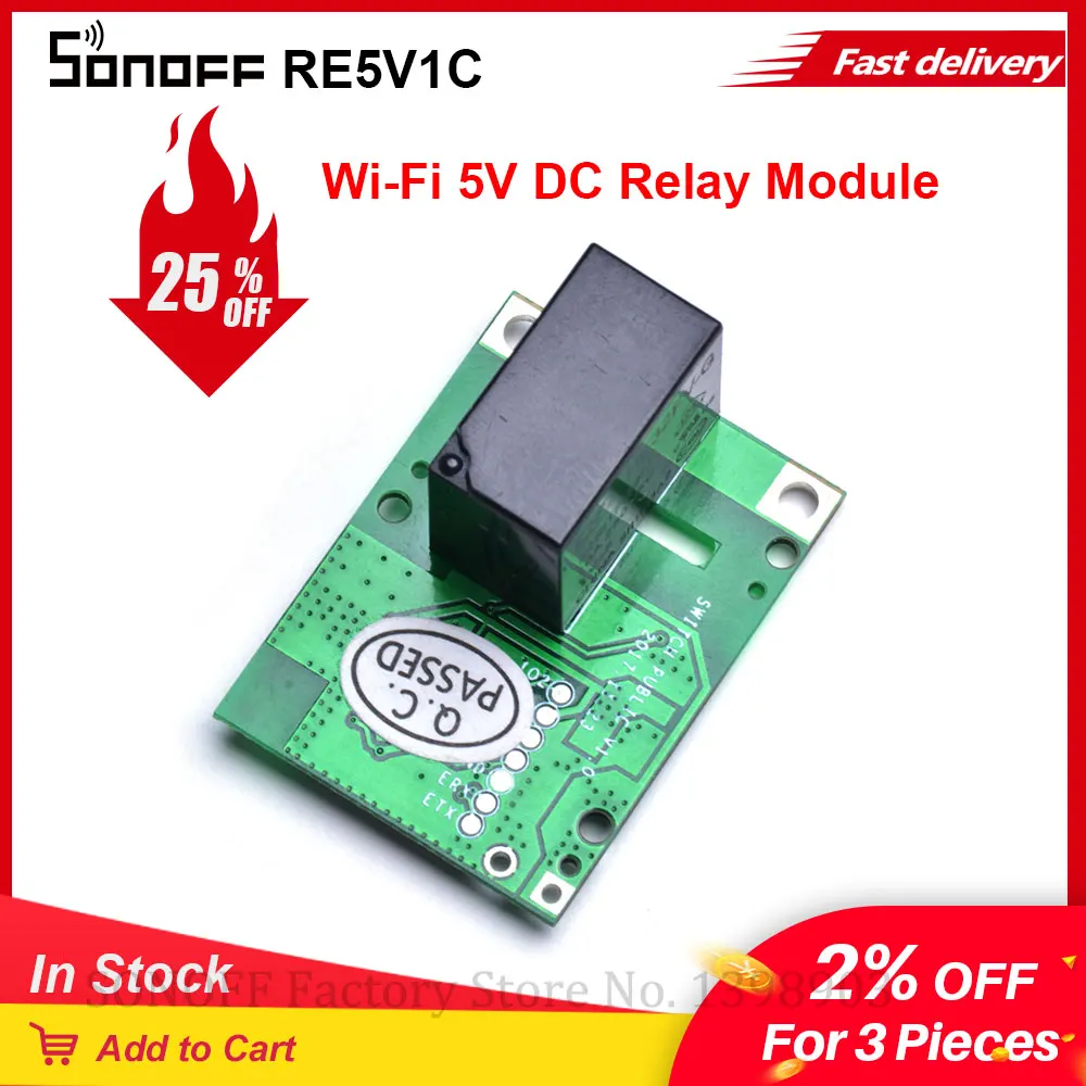 Интеллектуальное реле Itead SONOFF RE5V1C Wi Fi DIY переключатель 5 в пост. Тока низкий