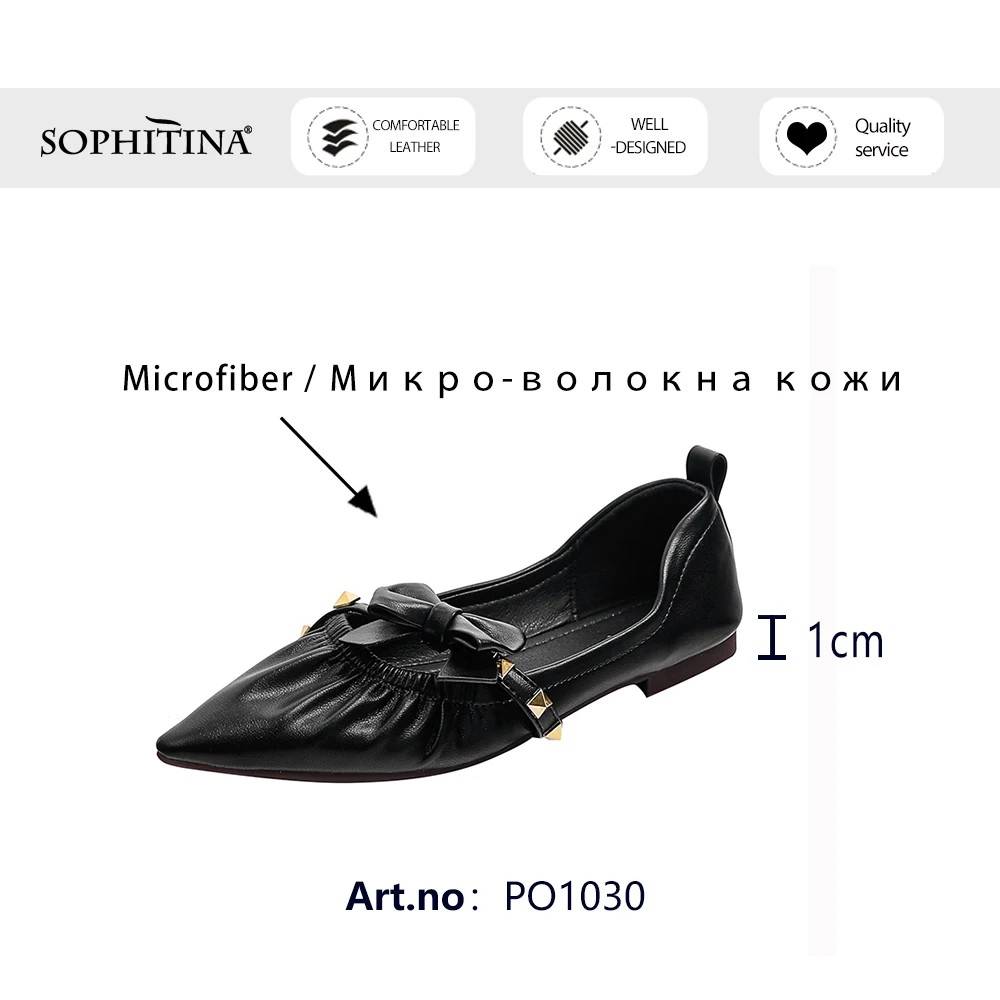 SOPHITINA Flat Woman Pointed Toe Leather Rivet Butterfly-knot Shallow Flat Elastic Low Square Heel Offcie Lady Shoes PO1030
SOPHITINA Flat Woman Pointed Toe Leather Rivet Butterfly-knot Shallow Flat Elastic Low Square Heel Offcie Lady Shoes PO1030