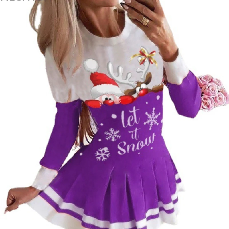 Мини-платье с длинным рукавом, круглым вырезом и длинным рукавом 
Мини-платье с длинным рукавом, круглым вырезом и длинным рукавом