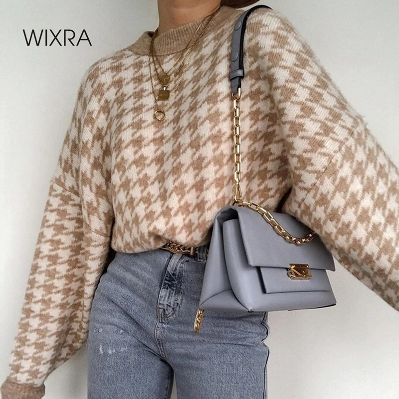 Женский трикотажный свитер Wixra Houndstooth, Модный пуловер в стиле ретро, Осень-зима
Женский трикотажный свитер Wixra Houndstooth, Модный пуловер в стиле ретро, Осень-зима