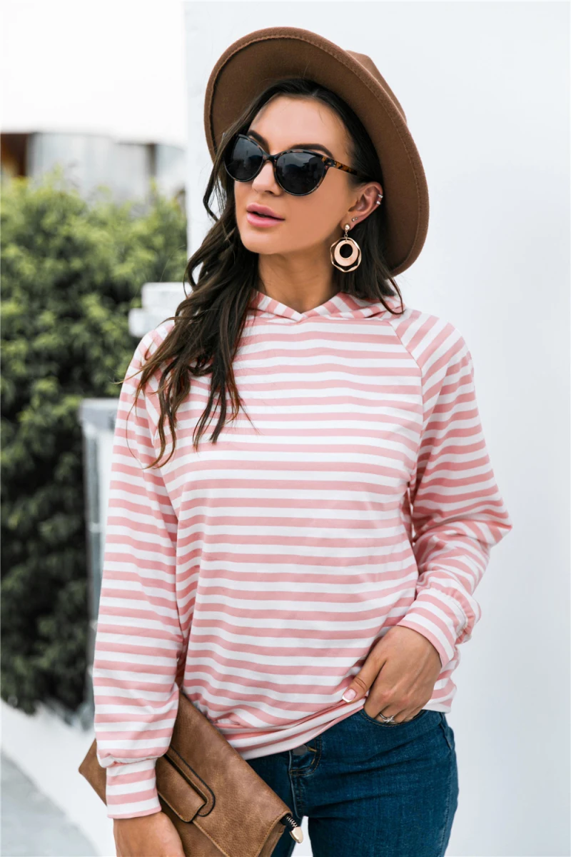 2021 Women's Autumn Fashion Hooded Striped Casual Long Sleeve Patchwork Sweatshirts
2021 Women's Autumn Fashion Hooded Striped Casual Long Sleeve Patchwork Sweatshirts