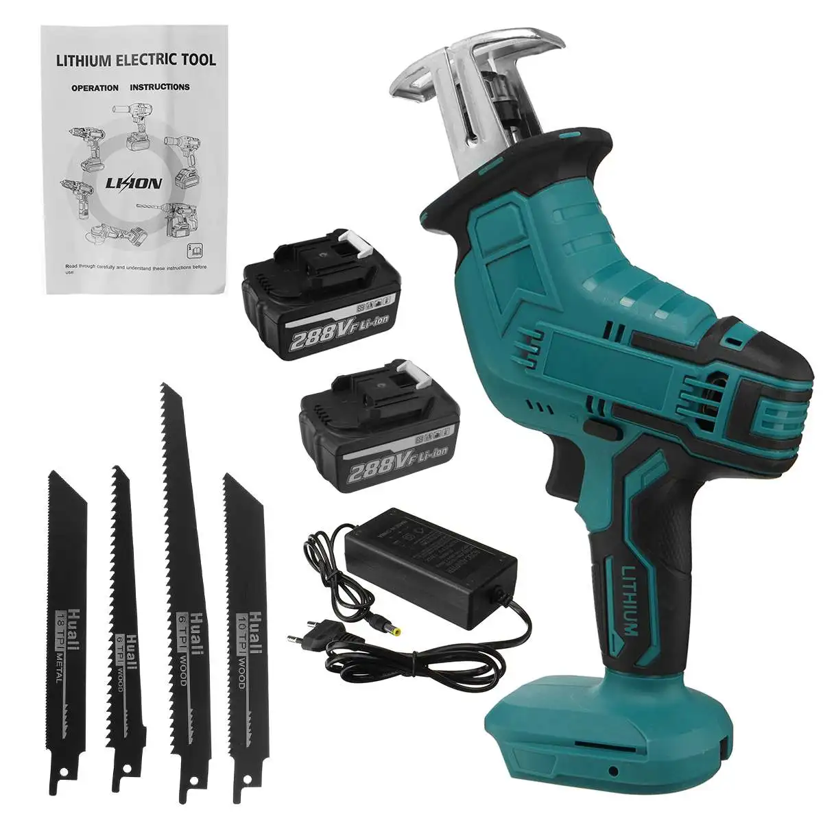 NEW 88/288VF Cordless Reciprocating Saw With 4 Saw Blades Metal Cutting Wood Tool Portable Woodworking Cutters with 1/2 Battery
NEW 88/288VF Cordless Reciprocating Saw With 4 Saw Blades Metal Cutting Wood Tool Portable Woodworking Cutters with 1/2 Battery