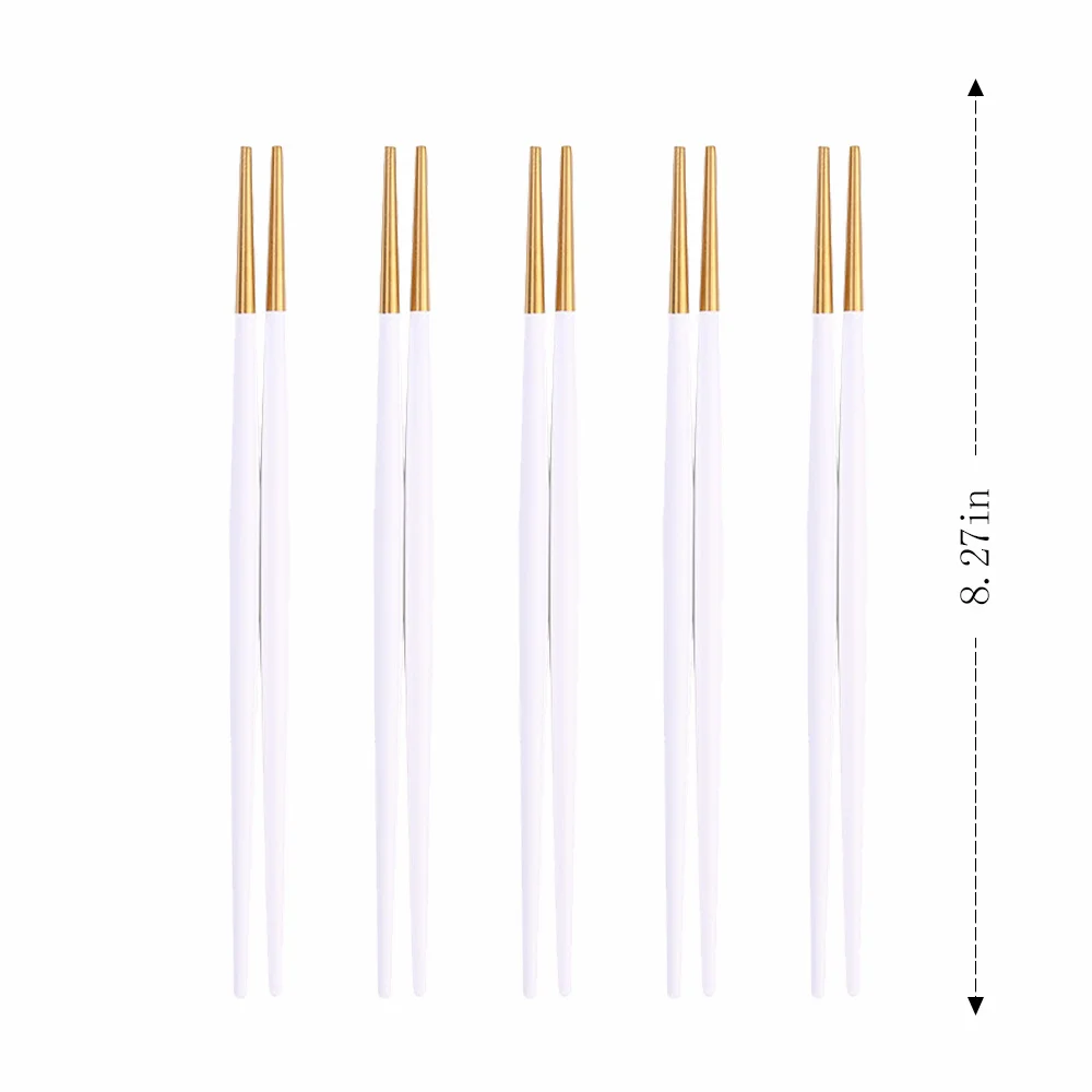 5 Pairs White Gold Chinese Chopsticks Japanese Korean Style Sushi Sticks Noodles Rolls Food Tableware Reusable Metal Chopsticks
5 Pairs White Gold Chinese Chopsticks Japanese Korean Style Sushi Sticks Noodles Rolls Food Tableware Reusable Metal Chopsticks
