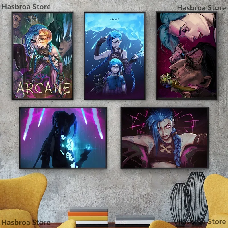 Настенная художественная картина плакат Prin серия Arcane аниме Лига Легенд Jinx Аниме