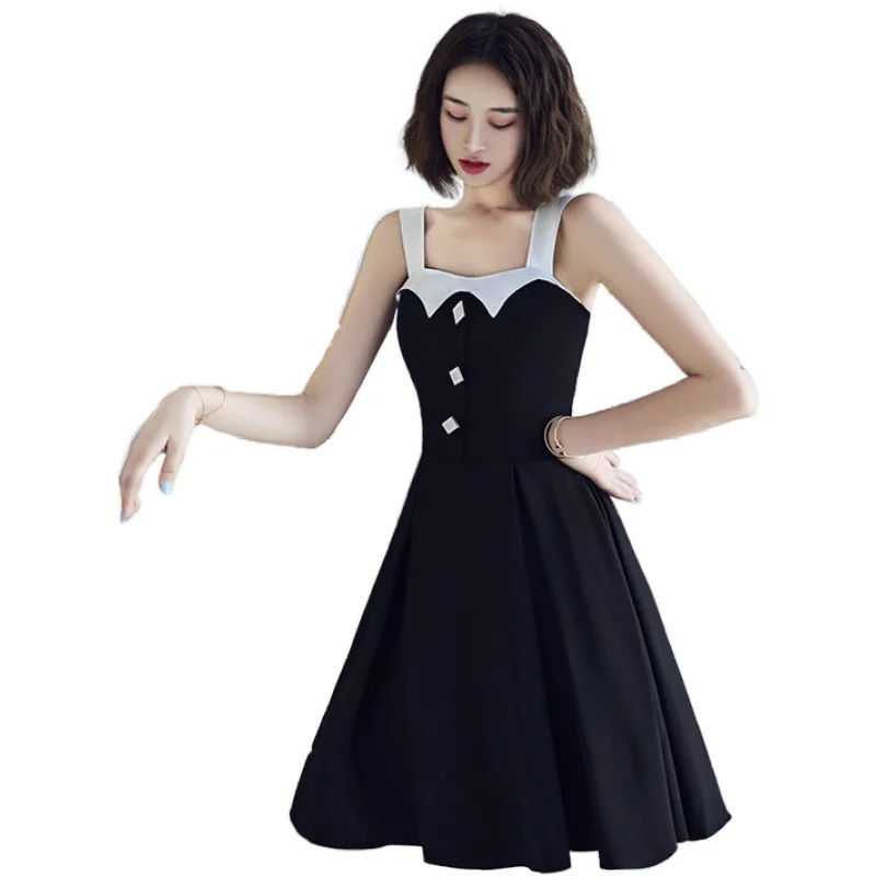Celebrity Banquet Evening Dress Birthday Party Black Sexy Strap Short Slimming Dating Dress Can Be Worn at Ordinary Times
Celebrity Banquet Evening Dress Birthday Party Black Sexy Strap Short Slimming Dating Dress Can Be Worn at Ordinary Times