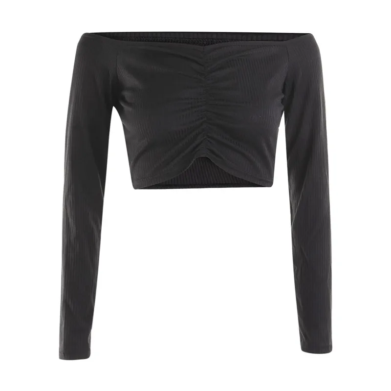 Women's Long Sleeve T-shirt Summer Fashion Casual Sexy Off Shoulder Solid Color Umbilical Exposure Sexy Tops
Women's Long Sleeve T-shirt Summer Fashion Casual Sexy Off Shoulder Solid Color Umbilical Exposure Sexy Tops