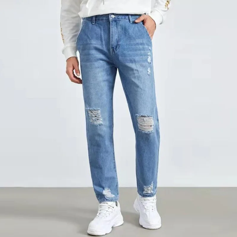 Men's Jeans Autumn and Winter Fashion Solid Color Ripped Slim Jeans Men's Vintage Mid-Waist Button Pants Denim Straight Pants
Men's Jeans Autumn and Winter Fashion Solid Color Ripped Slim Jeans Men's Vintage Mid-Waist Button Pants Denim Straight Pants