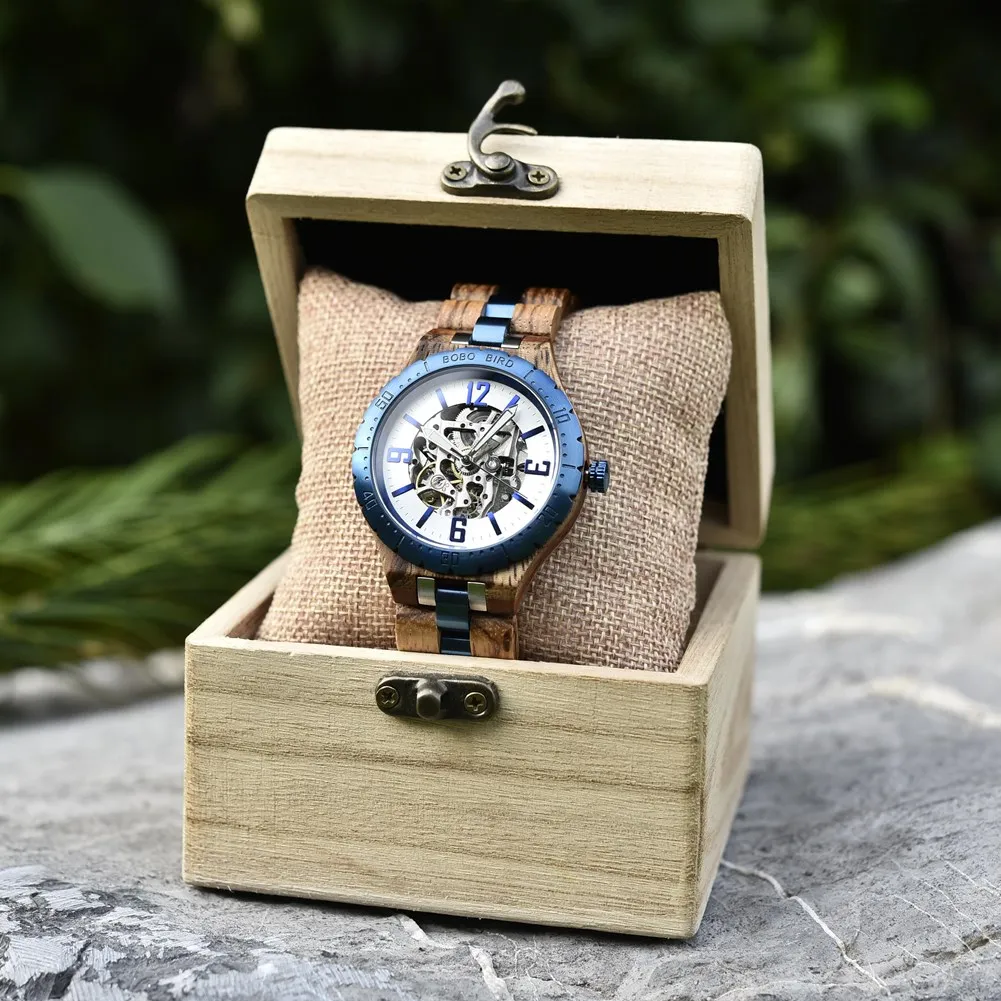 Men Mechanical Watch BOBO BIRD 2021 New Top Fashion Business Blue Wooden Wristwatch Quality Mechanical Movement Gift for Lover
Men Mechanical Watch BOBO BIRD 2021 New Top Fashion Business Blue Wooden Wristwatch Quality Mechanical Movement Gift for Lover