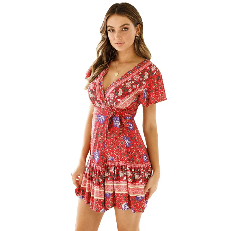 2021 spring new products European and American women's V-neck high-waist bohemian dress women's mid-length a-line skirt
2021 spring new products European and American women's V-neck high-waist bohemian dress women's mid-length a-line skirt