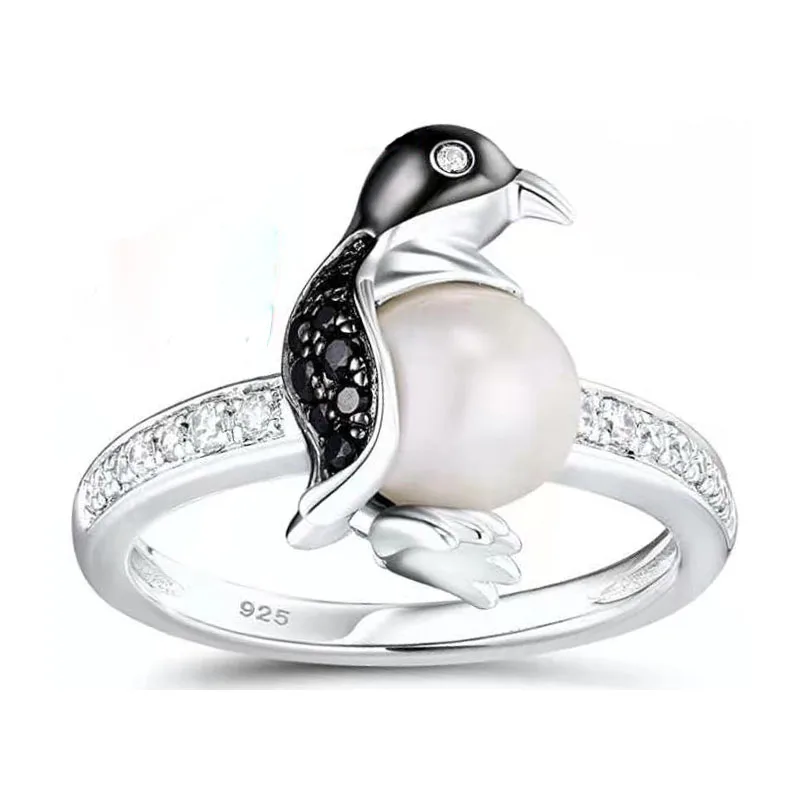 Popular Lovely Cute Black Penguins Animal Inlaid Crystal Rhinestone Zircon White Pearl Metal Ring for Women Party Jewelry
Popular Lovely Cute Black Penguins Animal Inlaid Crystal Rhinestone Zircon White Pearl Metal Ring for Women Party Jewelry