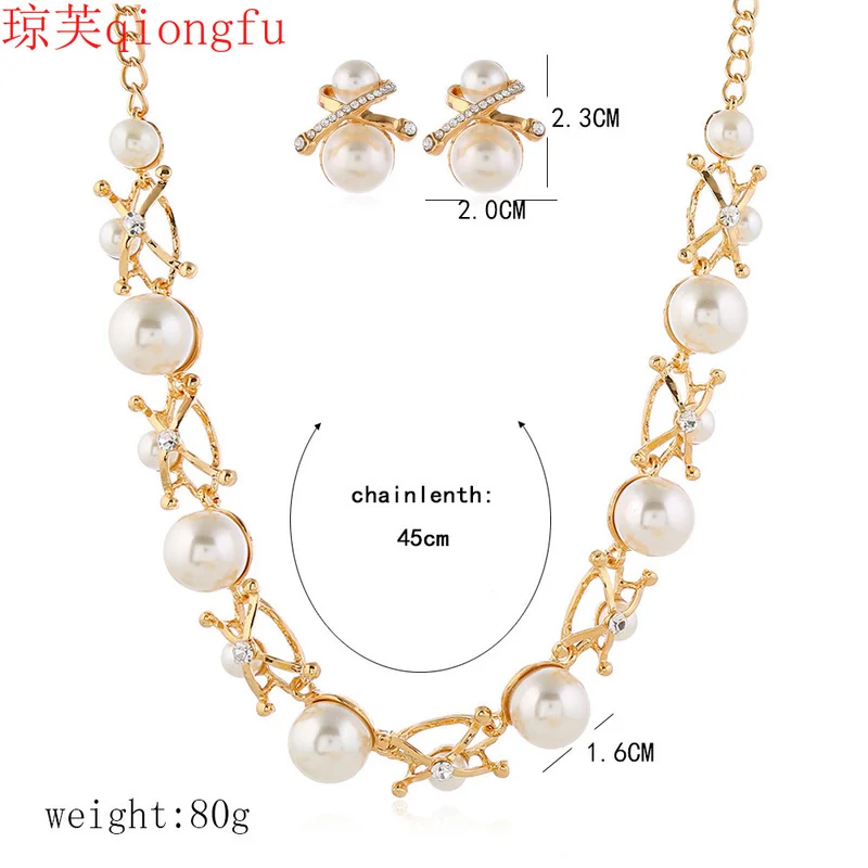 Qiongfu jewelry for women 2021 Korean version of rose gold pearl jewelry princess suit bridal necklace earrings wedding jewelry
Qiongfu jewelry for women 2021 Korean version of rose gold pearl jewelry princess suit bridal necklace earrings wedding jewelry