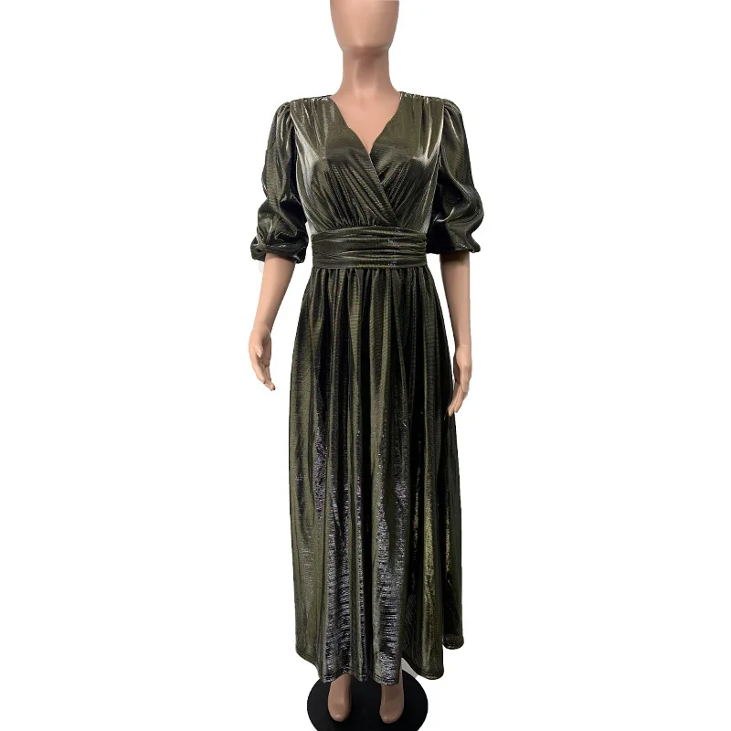 Ys899 women's V-neck high-waisted bronzing dress long-sleeved fork dress dress for women party sexy dress plus size bridesmaid
Ys899 women's V-neck high-waisted bronzing dress long-sleeved fork dress dress for women party sexy dress plus size bridesmaid