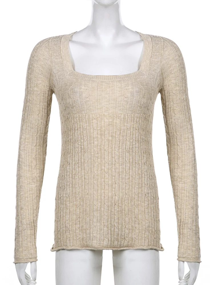 Милый трикотажный свитер Sweetown Y2K для женщин эстетичный винтажный женский топ с