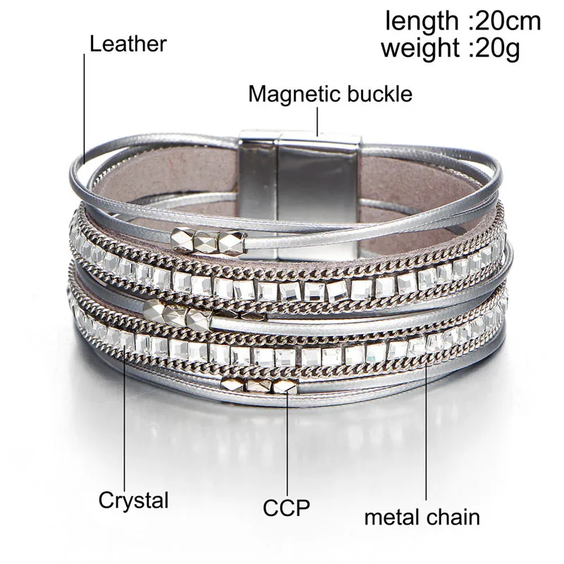 Liwore Fashion Multilayer Leather Bracelet For Women Silver Diamond Magnetic Clasp Women Leather Bracelet 2021 Fashion Jewelry
Liwore Fashion Multilayer Leather Bracelet For Women Silver Diamond Magnetic Clasp Women Leather Bracelet 2021 Fashion Jewelry