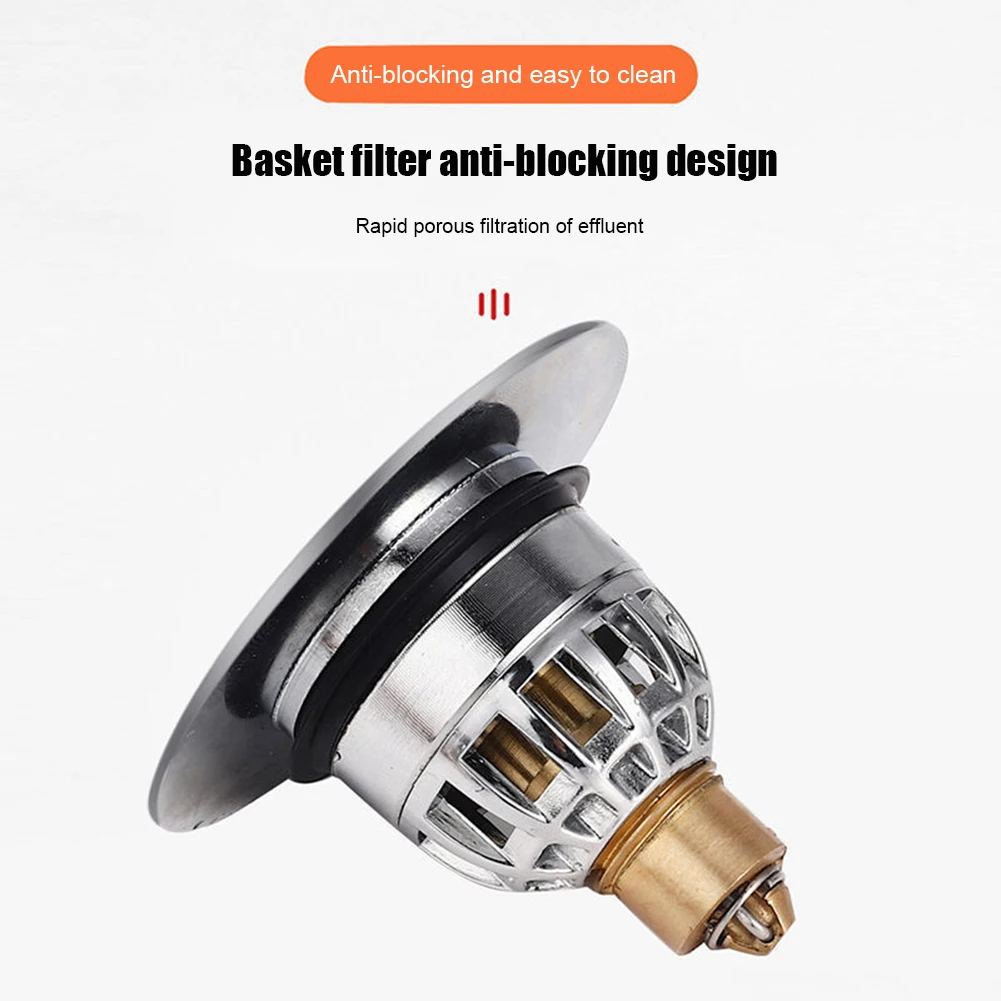 Universal Basin Pop-up Drain Filter Stainless Steel Bounce Core Drain Filter Sink Strainer Plug Push Hair Catcher Bath Stopper 
Universal Basin Pop-up Drain Filter Stainless Steel Bounce Core Drain Filter Sink Strainer Plug Push Hair Catcher Bath Stopper