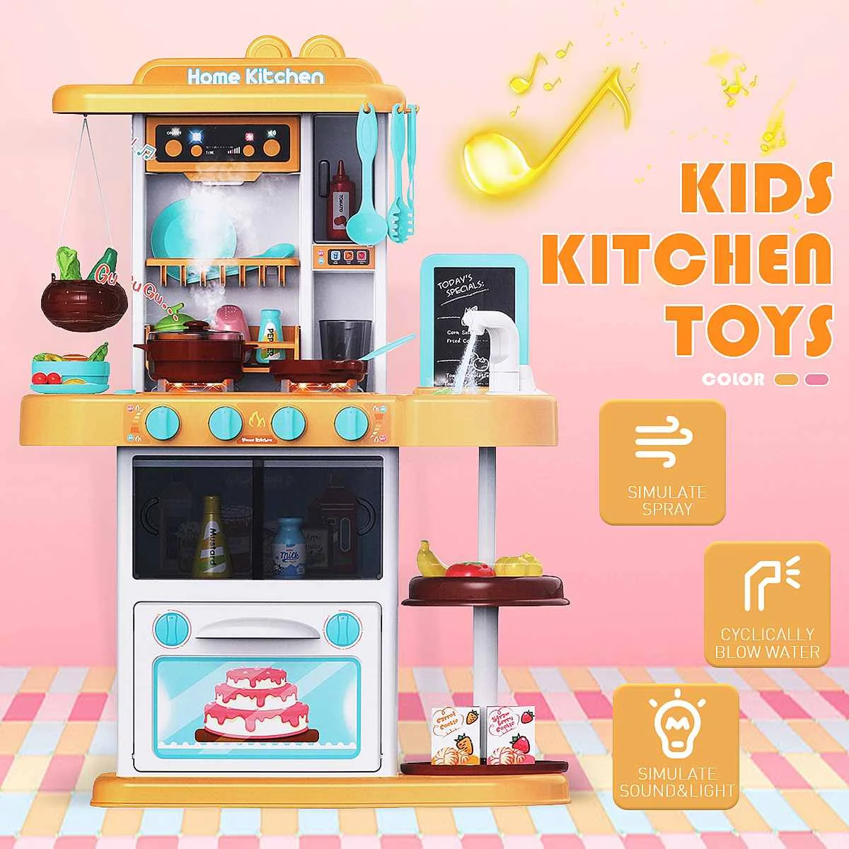 Kids Kitchen Toys Simulation Kitchen Educational Toy Spray Water Dinnerware Pretend Play Kitchen Cooking Table Set Playing Gift
Kids Kitchen Toys Simulation Kitchen Educational Toy Spray Water Dinnerware Pretend Play Kitchen Cooking Table Set Playing Gift