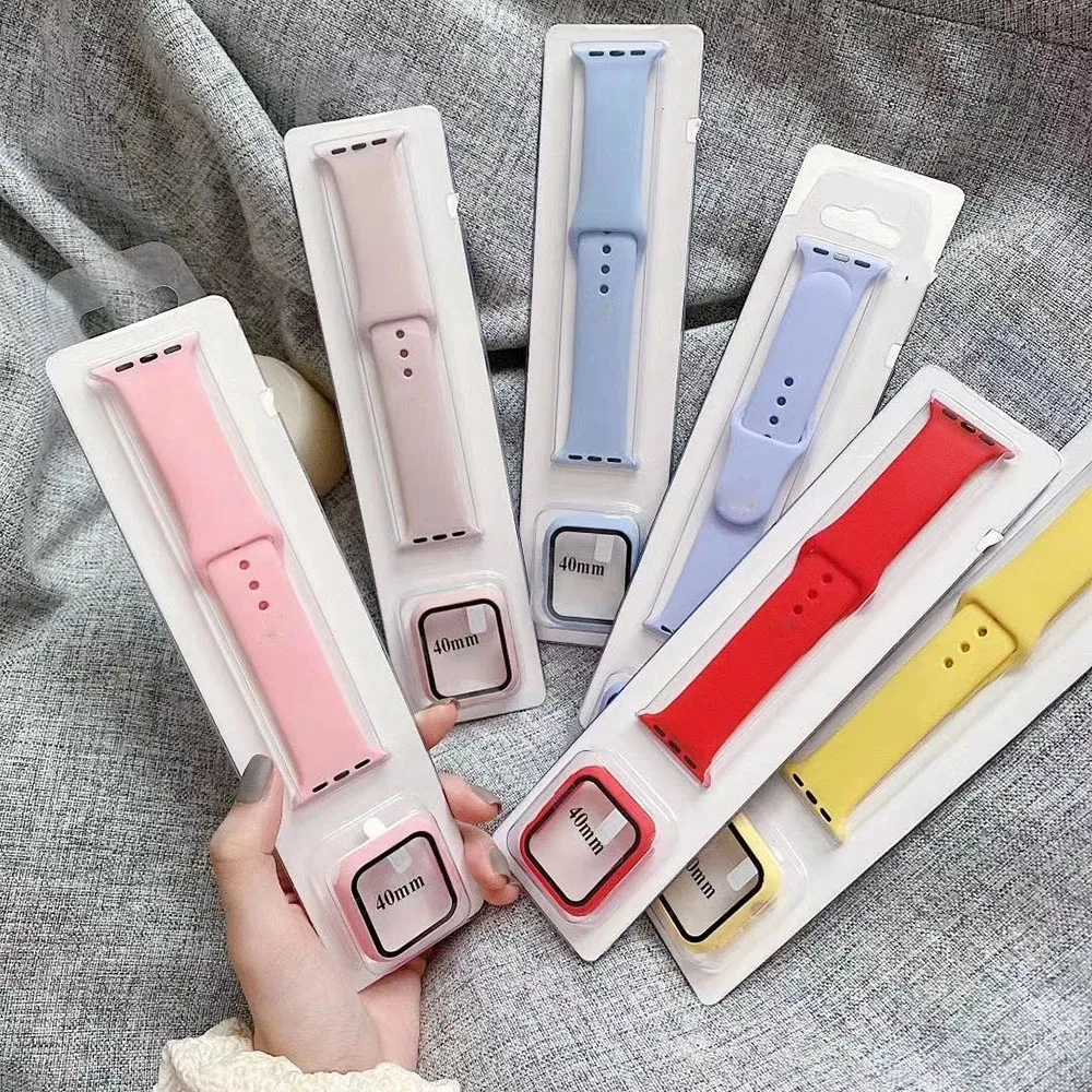 Glass+Case+Strap For Apple Watch Band 40mm 44mm Wristband 38mm 42mm Silicone Watchband Bracelet For IWatch Series 6 Se 5 4 Bands
Glass+Case+Strap For Apple Watch Band 40mm 44mm Wristband 38mm 42mm Silicone Watchband Bracelet For IWatch Series 6 Se 5 4 Bands
