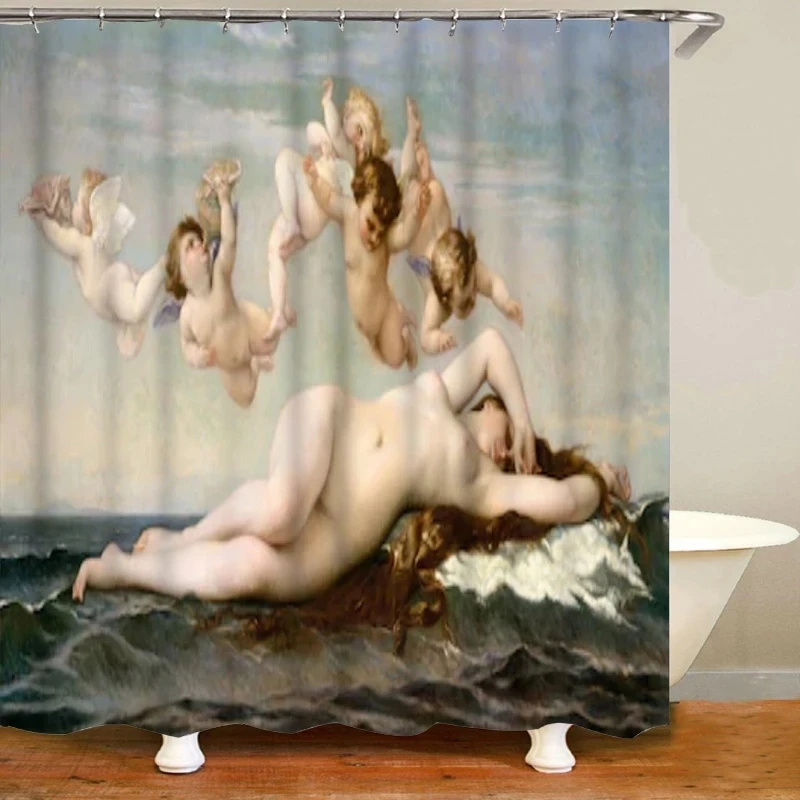 

Bath Art Decor New Elegant The Birth of Venus Shower Curtains Bathroom Curtain Sandro Botticelli Painting Waterproof